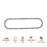 Hipa 15 Inch Chain .325 Pitch .058 64 DL For Husqvarna 435 435E 357xp 346xp 254xp Homelite Chainsaw # H25-64 H21-64